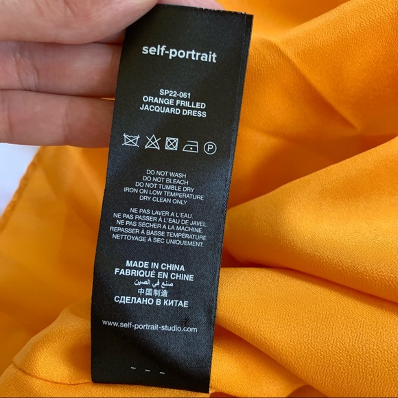 SELF-PORTRAIT Orange Lace Frilled Jacquard Dress - Picture 13 of 14